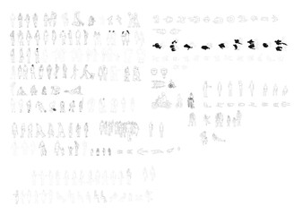 2d drawing type man Top view and side view Vector Outline