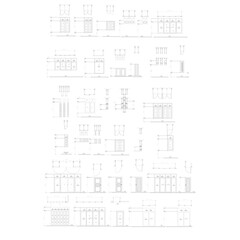 The 2d AutoCAD door-to-window type is used for buildings, interior and exterior, vector style with dimensions.