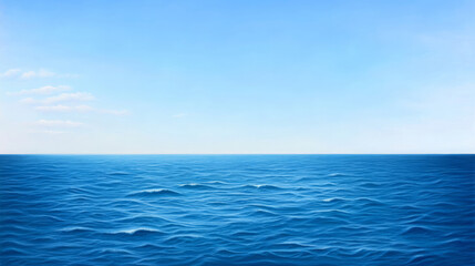 Blue ocean horizon with tranquil waves under clear sky, peaceful and calm seascape view