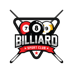Billiards or Poolroom logo, stick vector, Billiards club logo template design