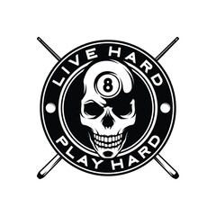 Billiard Skull Mascot Logo Design Illustration Vector