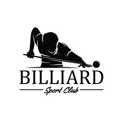 Billiard or Pool room Player Logo Design Illustration Vector