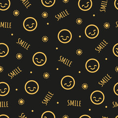 Cheerful Faces Doodle Lines Emoticons Pattern can be use for background, template, and apparel design