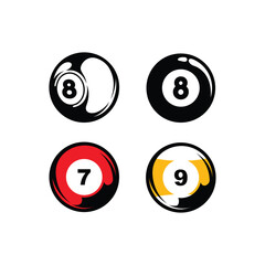 Billiard Sports Logo Design Illustration Vector