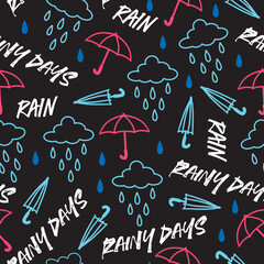 Rainy Day Whimsy Umbrella and Raindrop Pattern can be use for background, template, and apparel design