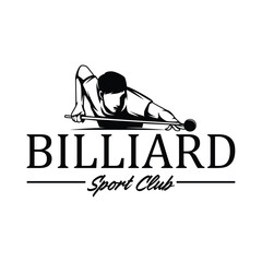 Billiard Player Sports Logo Design Illustration Vector