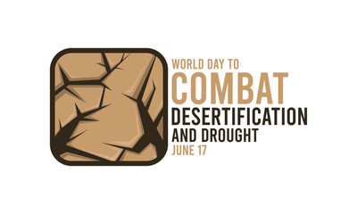 World day to combat desertification and drought design on white background. June 17. Dry soil.