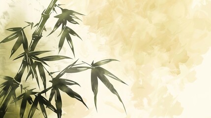 Fototapeta premium Ink Bamboo Background – a serene and elegant visual. The traditional ink brush strokes create a peaceful and artistic natural scene.