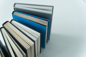 Textbook stack or book piles for college or university studying
