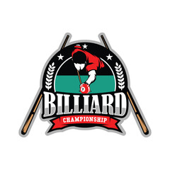 Billiard or Pool room Tournament Logo Design Illustration Vector
