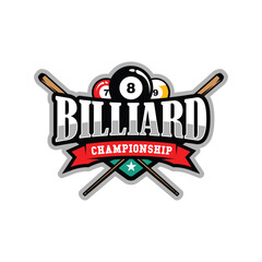 Billiard or Pool room mascot Logo Design Illustration Vector