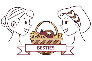 Flat design gourmet snack basket illustration