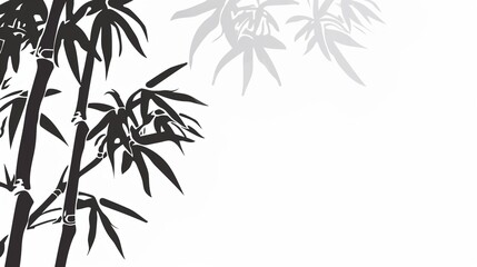 Naklejka premium Ink Bamboo Background – a serene and elegant visual. The traditional ink brush strokes create a peaceful and artistic natural scene.