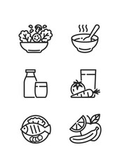 Simple Set of Healthy Food Related Vector Line Icons