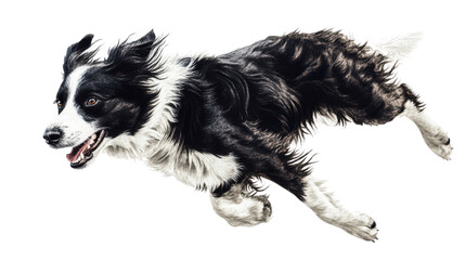 Fototapeta premium Energetic border collie dog Transparent background, PNG