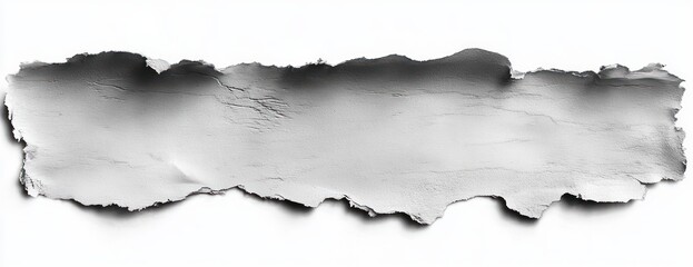 Fototapeta premium long horizontal piece of torn and crumpled white paper with rough edges on a white background