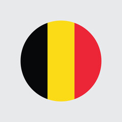 Belgium Round Flat Vector Flag Badge of Europe – Country Symbol Icon Illustration 