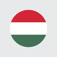 Obraz premium Hungary Round Flat Vector Flag Badge of Europe – Country Symbol Icon Illustration 