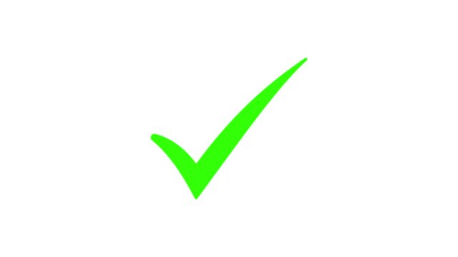 green right check mark icon transparent white background. isolated  tick mark or confirm icon animation. verify complete sign, approved, select tick, success , approved, yes icon signs, 