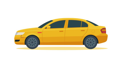 Flat Illustration of a Yellow Sedan Car