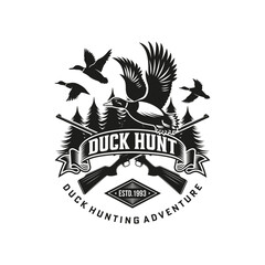 Duck Hunting Logo Design Ideas, Vector illustration