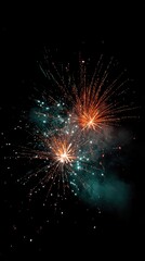 Fototapeta premium Colorful fireworks burst in the night sky, celebrating joy and wonder.