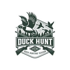 Duck Hunter Logo Flying Duck Logo
