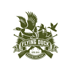 Duck Hunter Logo Flying Duck Logo