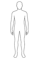 Male Human Body silhouette,  Outline figure for Anatomy, Health, and Fitness Illustrations, outline icon, isolated on white background