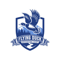 Duck Hunting Logo Design Ideas, Vector illustration