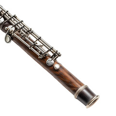 Naklejka premium Wooden oboe wind instrument closeup isolated on transparent background