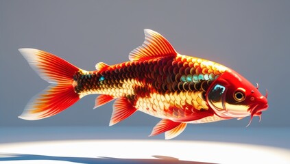 Elegant and vibrant portrayal of a colorful koi fish, gracefully swimming in a tranquil environment