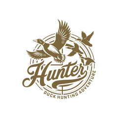 Duck Hunting Logo Design Ideas, Vector illustration