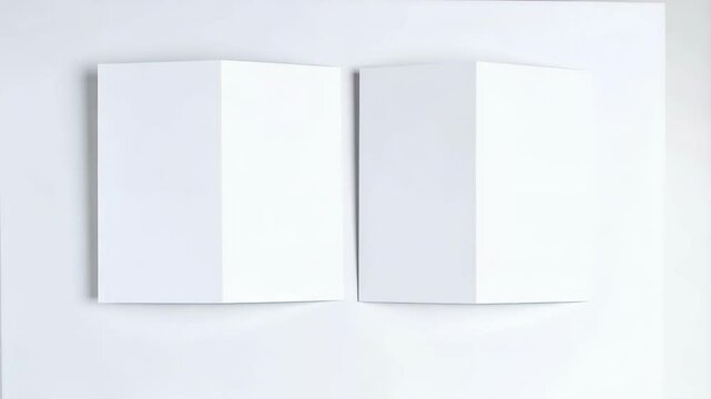 Two clean white blank trifold brochures or flyers on a white background, ready for your message, marketing and advertising display