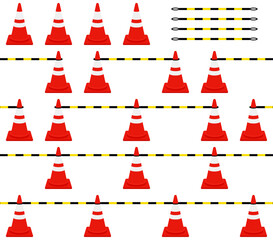 反射仕様のパイロンとコーンバー 赤いスコッチコーン連結セット