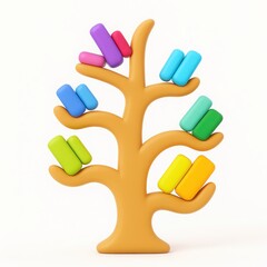 Obraz premium Colorful Books on a Yellow Tree Shaped Bookshelf