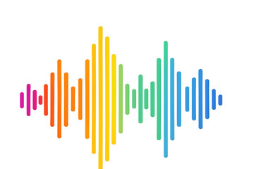 Colorful digital audio spectrum sound waves visualizing vibrant frequencies on a transparent background, creating a dynamic and modern design element