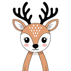 vector banner with cute reindeer isolated on white background