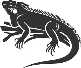 Animal vector silhouette of a iguana black illustration drawing