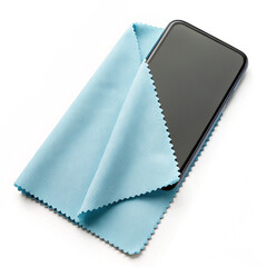 Phone cleaning cloth with anti microbial properties isolated on white background