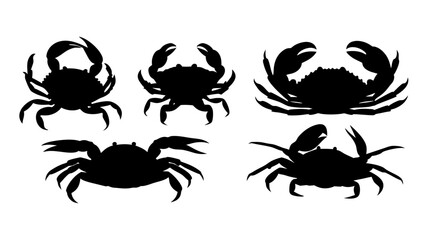 Set crab silhouette. Isolated crab on tranparent background