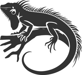 Animal vector silhouette of a iguana black illustration drawing
