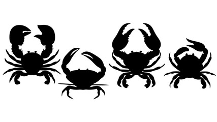 Set crab silhouette. Isolated crab on tranparent background