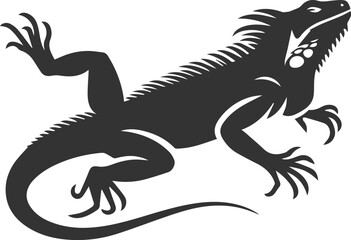 Animal vector silhouette of a iguana black illustration drawing