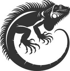 Animal vector silhouette of a iguana black illustration drawing