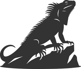 Animal vector silhouette of a iguana black illustration drawing