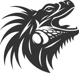 Animal vector silhouette of a iguana black illustration drawing