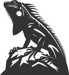 Animal vector silhouette of a iguana black illustration drawing
