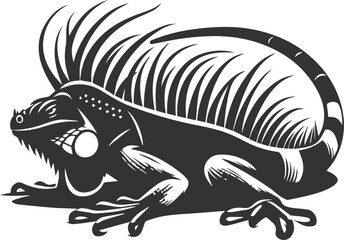 Animal vector silhouette of a iguana black illustration drawing
