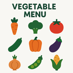 Vector Set Flat design vegetable menu icon 